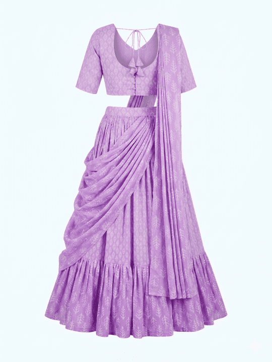 Lavender Flared Ethnic Dress 2