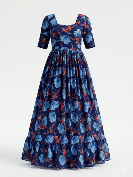 Blue Floral Maxi Dress 1