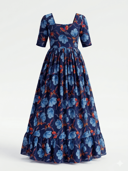 Blue Floral Maxi Dress 2
