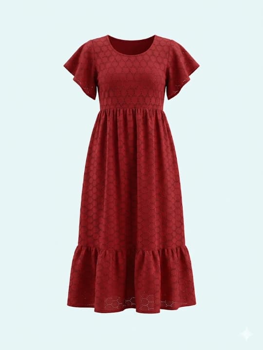 Maroon Flared Maxi Dress 1