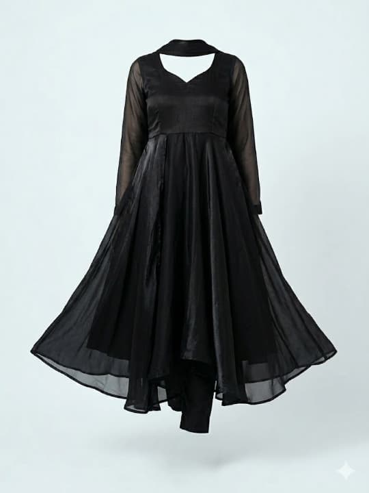 Black Layered Anarkali Dress 1