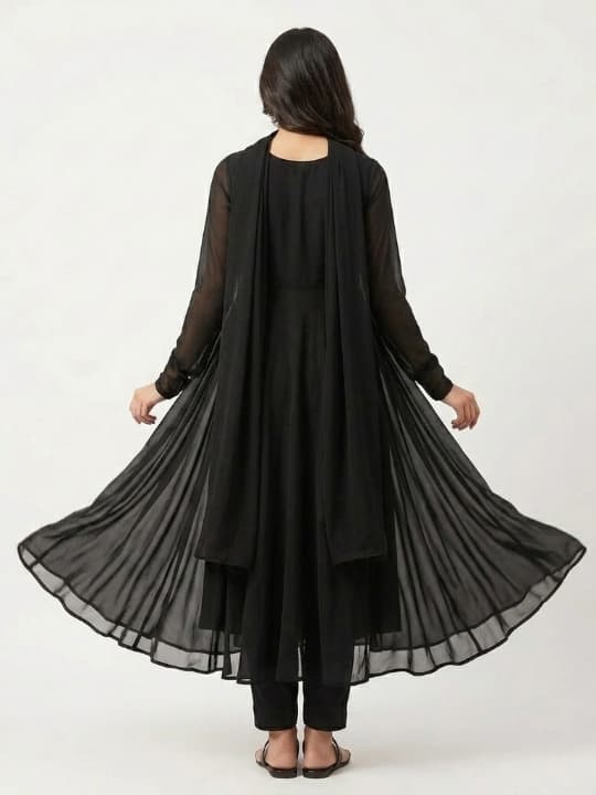 Black Flared Anarkali Dress 2