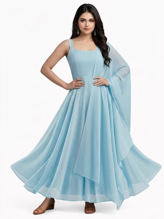 Sky Blue Anarkali Dress 1