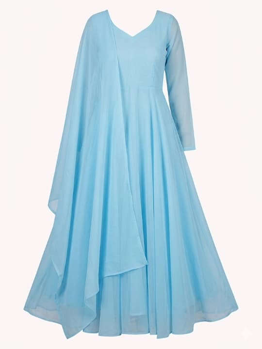 Sky Blue Anarkali Dress 2