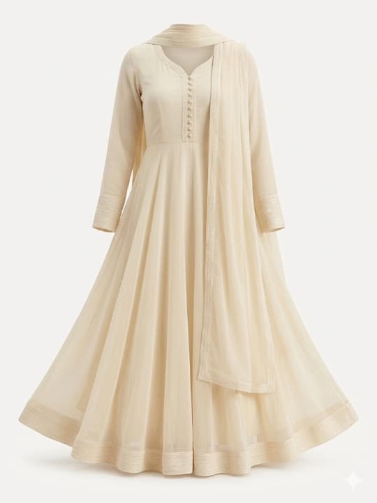Cream Anarkali Maxi Dress 1