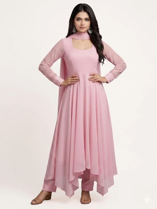 Pink Flared Anarkali Dress 1