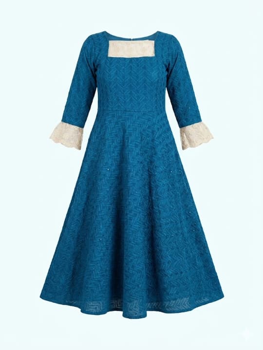 Blue Textured Maxi Dress 1
