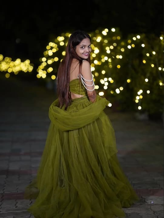 Olive Net Lehenga Set 2