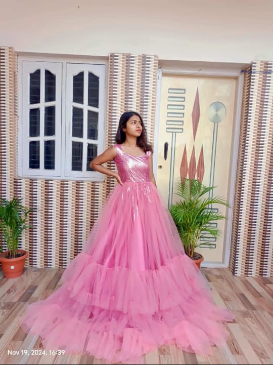 Pink Layered Party Gown 1